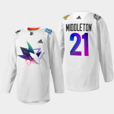 Jake Middleton San Jose Sharks Pride Night 2022 White #21 Jersey HockeyIsForEveryone