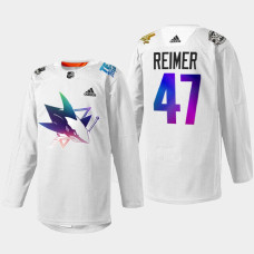 James Reimer San Jose Sharks Pride Night 2022 White #47 Jersey HockeyIsForEveryone