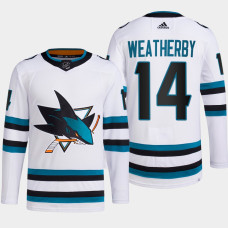 Jasper Weatherby #14 San Jose Sharks White Jersey 2022-23 Away Primegreen Authentic