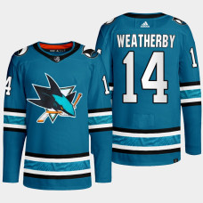 San Jose Sharks Jasper Weatherby Teal Primegreen Authentic Home Jersey 2022-23