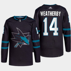 Jasper Weatherby #14 San Jose Sharks Black Jersey 2022 Primegreen Authentic Alternate