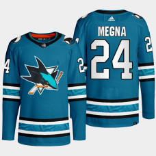 San Jose Sharks Jaycob Megna Teal Primegreen Authentic Home Jersey 2022-23