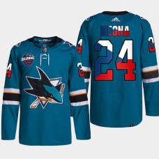 San Jose Sharks 2022 NHL Global Series Jaycob Megna Teal Czech Republic Challenge Jersey