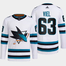 Jeffrey Viel #63 San Jose Sharks White Jersey 2022-23 Away Primegreen Authentic