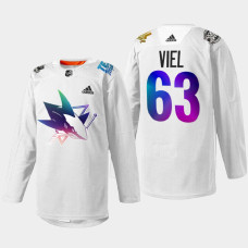 Jeffrey Viel San Jose Sharks Pride Night 2022 White #63 Jersey HockeyIsForEveryone