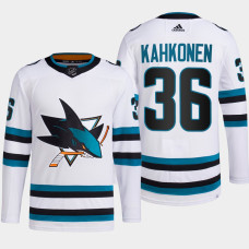 Kaapo Kahkonen #36 San Jose Sharks White Jersey 2022-23 Away Primegreen Authentic