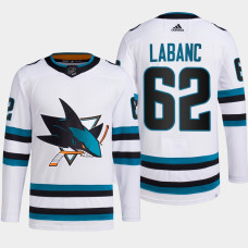 Kevin Labanc #62 San Jose Sharks White Jersey 2022-23 Away Primegreen Authentic