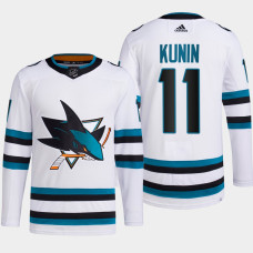 Luke Kunin #11 San Jose Sharks White Jersey 2022-23 Away Primegreen Authentic