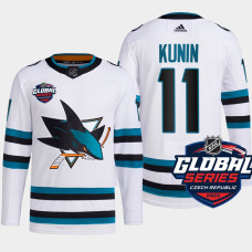 San Jose Sharks Luke Kunin White Primegreen 2022 Global Series Jersey