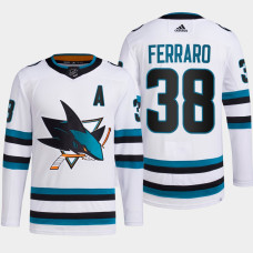 Mario Ferraro #38 San Jose Sharks White Jersey 2022-23 Away Primegreen Authentic