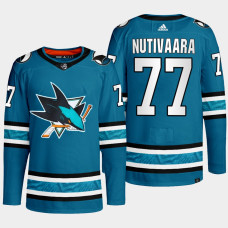 San Jose Sharks Markus Nutivaara Teal Primegreen Authentic Home Jersey 2022-23