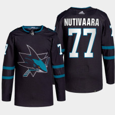 Markus Nutivaara #77 San Jose Sharks Black Jersey 2022 Primegreen Authentic Alternate