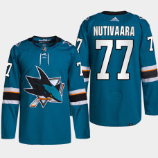 San Jose Sharks Markus Nutivaara Teal Home Primegreen Authentic Jersey 2022