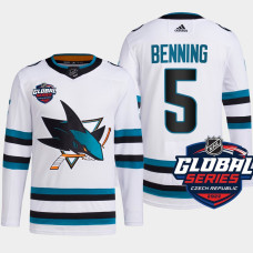 San Jose Sharks Matt Benning White Primegreen 2022 Global Series Jersey