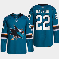 Mattias Havelid San Jose Sharks 2022 NHL Draft Teal Jersey Authentic Primegreen Home