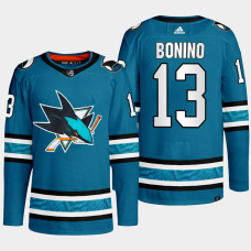 San Jose Sharks Nick Bonino Teal Primegreen Authentic Home Jersey 2022-23