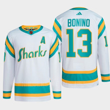 San Jose Sharks 2022 Reverse Retro 2.0 Nick Bonino White Authentic Primegreen Jersey Men's