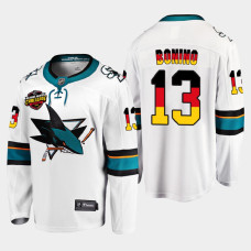 Nick Bonino San Jose Sharks 2022 NHL Global Series White #13 Jersey Germany Challenge