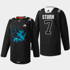 Nico Sturm San Jose Sharks Black History Month 2022 Black #7 Jersey Warmup