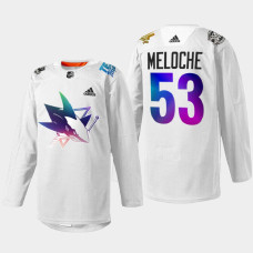 Nicolas Meloche San Jose Sharks Pride Night 2022 White #53 Jersey HockeyIsForEveryone