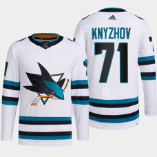 Nikolai Knyzhov #71 San Jose Sharks White Jersey 2022-23 Away Primegreen Authentic