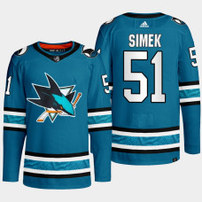 San Jose Sharks Radim Simek Teal Primegreen Authentic Home Jersey 2022-23