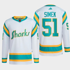 San Jose Sharks 2022 Reverse Retro 2.0 Radim Simek White Authentic Primegreen Jersey Men's