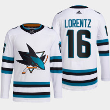 Steven Lorentz #16 San Jose Sharks White Jersey 2022-23 Away Primegreen Authentic