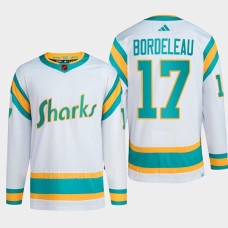 San Jose Sharks 2022 Reverse Retro 2.0 Thomas Bordeleau White Authentic Primegreen Jersey Men's