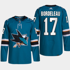 San Jose Sharks Thomas Bordeleau Teal Home Primegreen Authentic Jersey 2022