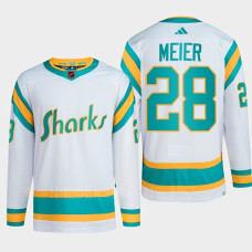 San Jose Sharks 2022 Reverse Retro 2.0 Timo Meier White Authentic Primegreen Jersey Men's