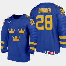 Sweden 2022 IIHF World U18 Championships Liam Ohgren Blue Away Jersey