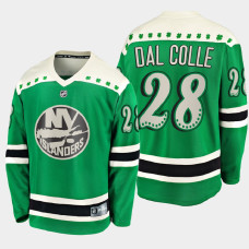 Men's New York Islanders Michael Dal Colle #28 2021 St. Patrick's Day Green Jersey