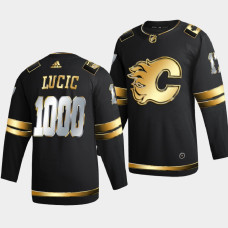 Calgary Flames Milan Lucic 2021 1000 Games Golden Authentic Black Jersey