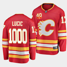 Calgary Flames Milan Lucic 2021 1000 GP Milestone Red Jersey