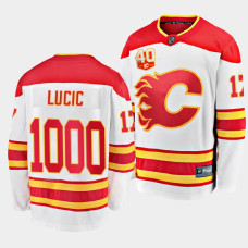 Calgary Flames Milan Lucic 2021 1000 GP Milestone White Jersey