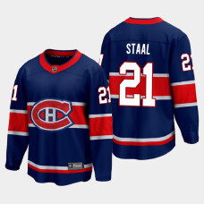 Men's Montreal Canadiens Eric Staal #21 Reverse Retro 2021 Blue Jersey