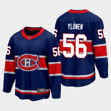 Men's Montreal Canadiens Jesse Ylonen #56 Reverse Retro 2021 Blue Jersey