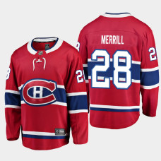 Men's Montreal Canadiens Jon Merrill #28 Home 2021 Red Jersey