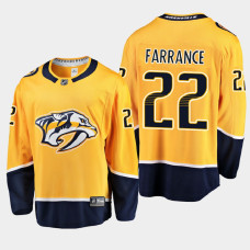 Men's Nashville Predators David Farrance #22 Home 2021 Breakaway Yellow Jersey