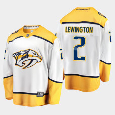 Men's Nashville Predators Tyler Lewington #2 Away 2021 White Jersey