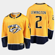 Men's Nashville Predators Tyler Lewington #2 Home 2021 Yellow Jersey