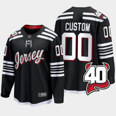 Custom New Jersey Devils 2022-23 40th Anniversary Alternate Black Jersey