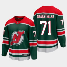 Men's New Jersey Devils Jonas Siegenthaler #71 Reverse Retro 2021 Green Jersey