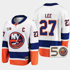 New York Islanders Anders Lee 2022-23 50th Anniversary White #27 Jersey Away