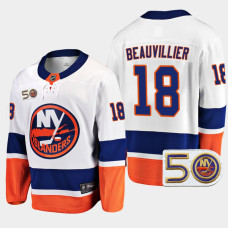 New York Islanders Anthony Beauvillier 2022-23 50th Anniversary White #18 Jersey Away