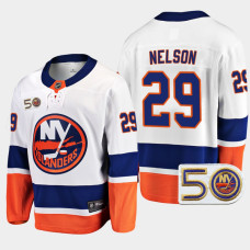 New York Islanders Brock Nelson 2022-23 50th Anniversary White #29 Jersey Away