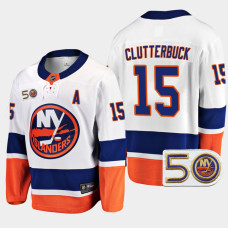 New York Islanders Cal Clutterbuck 2022-23 50th Anniversary White #15 Jersey Away