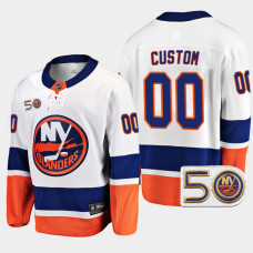 New York Islanders Custom 2022-23 50th Anniversary White #00 Jersey Away