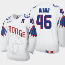 Men's Norway Mathis Olimb #46 2021 IIHF World Championship Home White Jersey